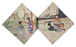 Bild des Verkufers fr [JAPANESE CRPE PAPER CALENDAR]The Months of Japanese children for 1906. Tokyo 1905. zum Verkauf von Charlotte Du Rietz Rare Books (ILAB)