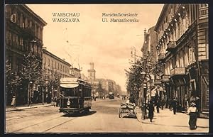 Ansichtskarte Warschau-Warszawa, Ul. Marszalkowska with Tram, Marschalkowskastrasse mit Strassenbahn