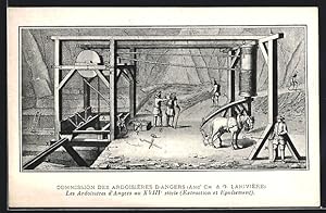 Carte postale Angers, Les Ardoisieres au XVIIIe siecle, Extraction et Epuisement