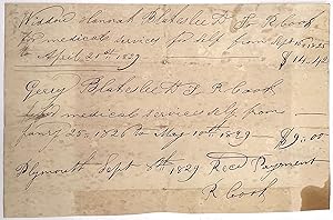 Plymouth, Massachusetts Manuscript Bill for Medical Services c.1829
