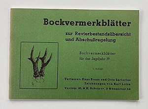 Bild des Verkufers fr Bockvermerkbltter zur Revierbestandsbersicht und Abschuregelung. zum Verkauf von Antiquariat Hartmann