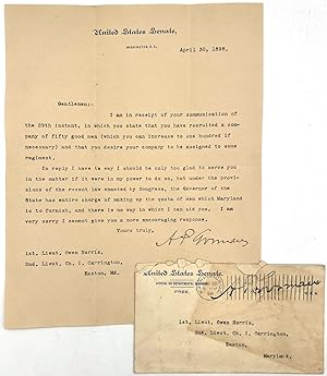 Typewritten Letter from Senator Arthur Pue Gorman of Maryland Regarding the Spanish-American War