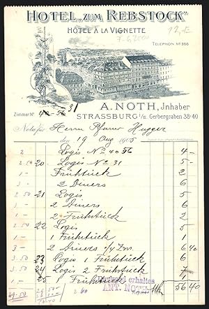 Facture Strassburg i. E. 1905, A. Noth, Hotel zum Rebstock, Das Hotelgebäude aérienne