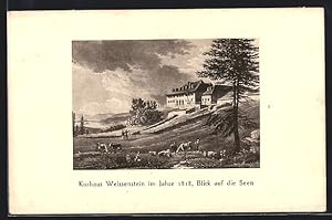Ansichtskarte Solothurn, Kurhaus Weissenstein im Jahre 1818, Blick auf die Seen