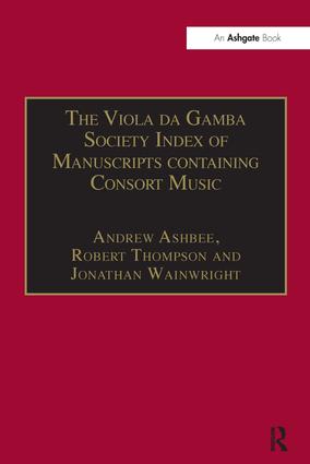 Bild des Verkufers fr Ashbee, A: The Viola da Gamba Society Index of Manuscripts c zum Verkauf von moluna