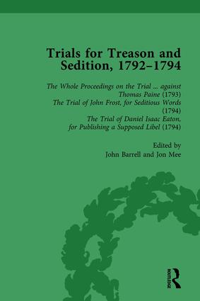 Bild des Verkufers fr Trials for Treason and Sedition, 1792-1794, Part I Vol 1 zum Verkauf von moluna