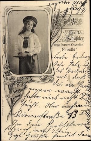 Image du vendeur pour Jugendstil Passepartout Ansichtskarte / Postkarte Sngerin Lotta Schssler, Rhein. Concert-Ensemble Libelle, Portrait mis en vente par akpool GmbH