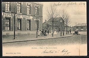 Carte postale Orchies, Place et Rue de la Gare