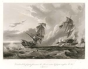 Combat de la frégate francaise la Junon contre la frégate anglaise le Fox. 11. Septembre 1778.