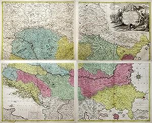 Bild des Verkufers fr Kst.- Karte, von 4 Platten gedruckt b. Tob. C. Lotter, "Carte geographique du theatre de la guerre en general representant le royaume de Hongarie, la principaut de Transylvanie, et les royaumes de Croacie, de Dalmacie, de Esclavonie, de Bosnie, de Servie, les principauts de Moldavie, de Valachie, les provinces de Bessarabie, de Bulgarie et de Romanie, avec une grande partie de l Etat de Pologne.". zum Verkauf von Antiquariat Clemens Paulusch GmbH