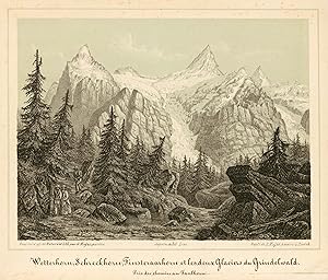 Bild des Verkufers fr Wetterhon, Schreckhorn, Finsteraarhorn et les deux Glaciers du Grindelwald. Pris du chemin au Faulhorn. zum Verkauf von Antiquariat Clemens Paulusch GmbH