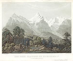 Bild des Verkufers fr Les deux Glaciers du Grindelwald vue sur le chemin au Faulhorn. zum Verkauf von Antiquariat Clemens Paulusch GmbH