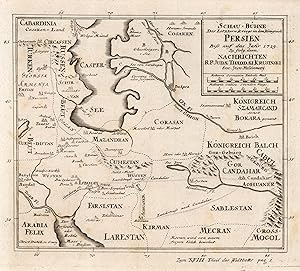 Bild des Verkufers fr Kst.- Karte, aus Weltbott v. G.C. Dietell n. Th. Krusinski, "Schau-Bhne Des Letzteren Kriegs in dem Knigreich Persien Biss auf das Jahr 1729 .". zum Verkauf von Antiquariat Clemens Paulusch GmbH