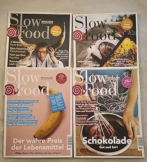 Konvolut: 4 Ausgaben vom Slow Food Magazin. 06/2015 (Schokolade gut und fair!), 03/2016 (Der wahr...