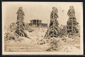 Ansichtskarte Stürmerbaude, Berghütte im Winter