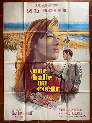 Affiche originale cinéma UNE BALLE AU COEUR Jean-Daniel Pollet FRANCOISE HARDY Sami Frey 120x160
