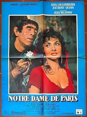 Affiche originale cinéma NOTRE-DAME DE PARIS Jean Delannoy GINA LOLLOBRIGIDA Anthony Quinn 60x80cm