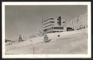Ansichtskarte Bergschutzhaus Weisses Kreuz, Berghütte im Schnee