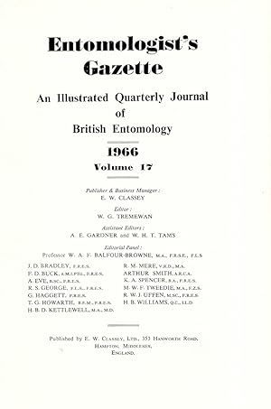 Entomologist's Gazette. Vol. 17 (1966), Title page and Index