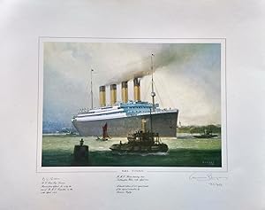 Seller image for A limited edition of the watercolour by Laurence Bagley of R.M.S. Titanic steaming down Southampton water on her Maiden Voyage on April 10th 1912 for sale by Bristow & Garland