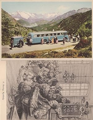 Swedish Church Service Mountain Bus 2x Postcard s