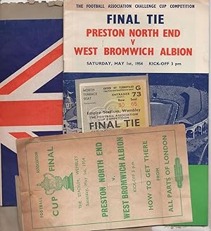 Preston North End WBA Football 1954 Map Cup Ticket 4x Ephemera Bundle