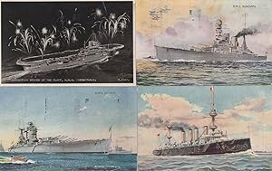 HMS Powerful Renown Indomitable Nelson 4x Old Ship Postcard s