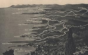 Cannes Map Mountains Rivers Old French Carte Postcard