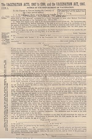 Sheffield 1907 Large Hand Signed Vaccination Act Medical Ephemera