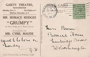 Horace Hodges as Grumpy Manchester Theatre WW1 Antique Postcard