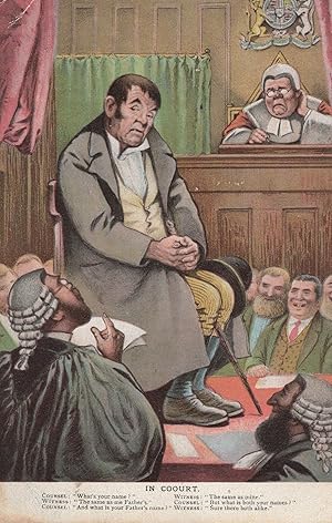 Seller image for Whats Your Name Court Judge Law Old Comic Humour Postcard for sale by Postcard Finder