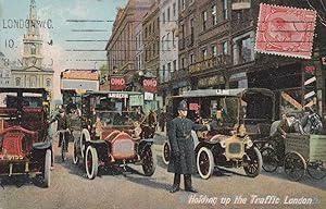 Holding Up The Traffic Transport Police London Policeman Old Postcard