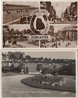 Doncaster Race Horse Racing Course Good Luck RPC 2x Old Postcard