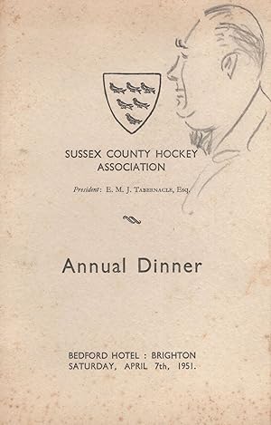 Surrey Hockey Club Vintage 1951 Brighton Hotel Dinner Menu