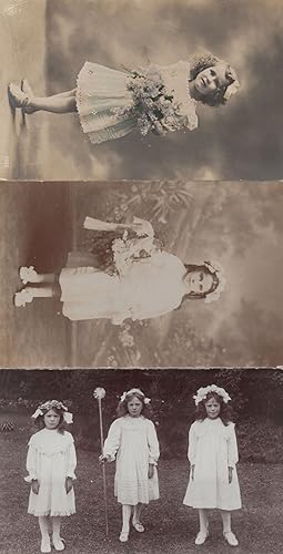 Children Bridesmaid 3x Old Antique Postcard s