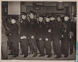 Auxiliary Fire Service Fireman Parade Circa WW2 Large Press Photo