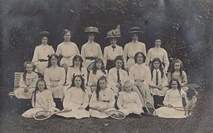 Welsh Rhyl 1910 Tennis Childrens Ladies Group Photo Old Postcard