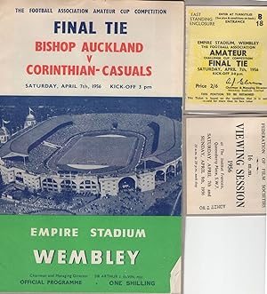 Bishop Auckland 1956 3x Football FA Cup 3x Final Ticket Prog & Viewing Pass
