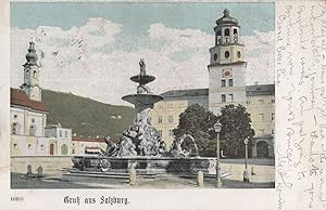 Grus Aus Salzburg German Old Statue Postcard