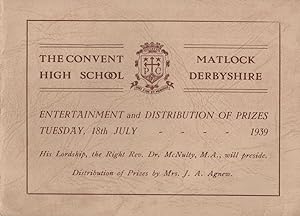 Matlock Derbyshire Convent School 1939 WW2 Exam Prize Programme