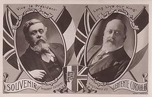 Long Live Our King Edward VII Vive Le French President Felliers RPC Postcard