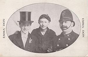London Policeman Boy Eyeglass Top Hat Poss Scout Old Postcard