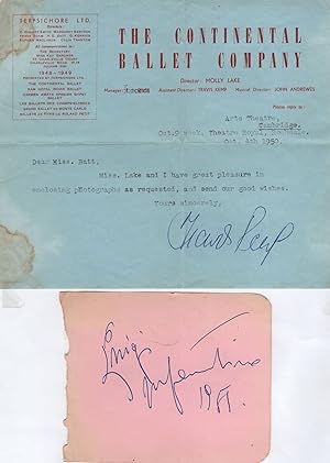 Travis Kemp of Molly Antique 1950 Ballet Company Hand Signed Letter