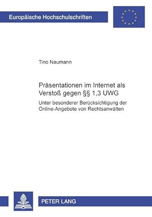 Immagine del venditore per Prsentationen im Internet als Versto gegen 1,3 UWG venduto da BuchWeltWeit Ludwig Meier e.K.