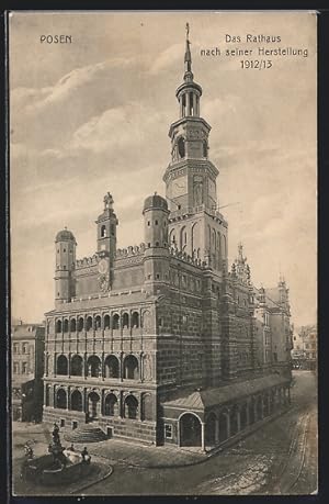 Ansichtskarte Posen / Poznan, Rathaus nach seiner Herstellung 1912/13