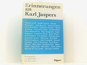 Image du vendeur pour Erinnerungen an Karl Jaspers hrsg. von Klaus Piper u. Hans Saner. Mit Beitr. von Hannah Arendt [u. a.] mis en vente par Book Broker