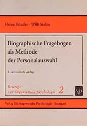 Seller image for Biographische Fragebogen als Methode der Personalauswahl. (=Beitrge zur Organisationspsychologie ; Bd. 2). for sale by Antiquariat Thomas Haker GmbH & Co. KG