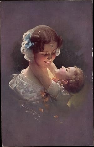 Künstler Ansichtskarte / Postkarte Junge Frau mit Kind, Portrait, Novitas 20888