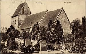 Bild des Verkufers fr Ansichtskarte / Postkarte Karby in Schleswig Holstein, Kirche, Friedhof, Kinder zum Verkauf von akpool GmbH