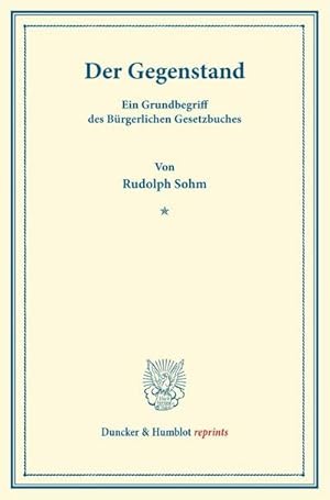 Immagine del venditore per Der Gegenstand. venduto da BuchWeltWeit Ludwig Meier e.K.